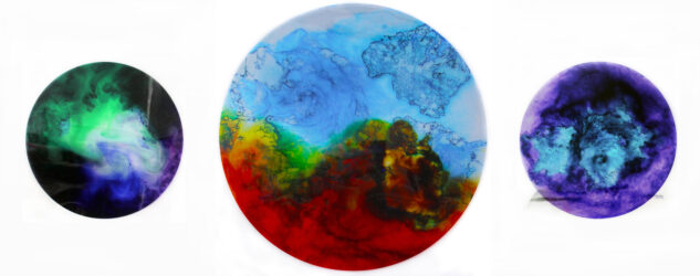 Print on Acetate by Hannah Biggins, Year 11, The Hamilton and Alexandra College Student artwork of a triptych of circles