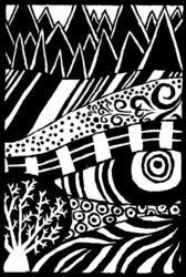 Print on Paper by Cassidy Beal, Year 9, The Hamilton and Alexandra College Student artwork of a black and white printed landscape