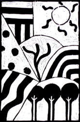 Print on Paper by Olivia Anagnostou, Year 9, The Hamilton and Alexandra College Student artwork of a black and white printed landscape