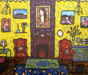 Mixed Media on Board by Stephanie Stathopoulos, Year 12, Alphington Grammar Student artwork of a house interior