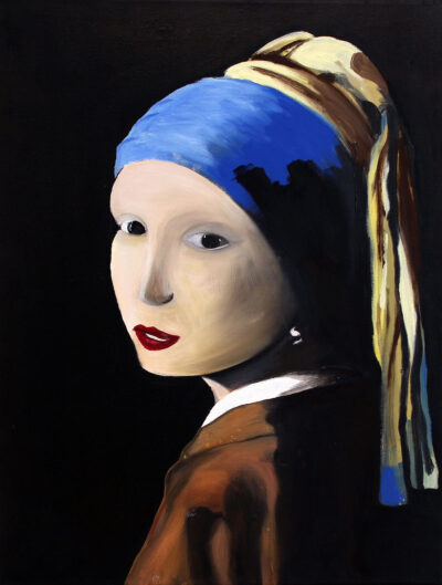 Oil on Canvas by Ella Punton, Year 11, Bayview College Student artwork of Vameer's Girl with a Pearl Earring