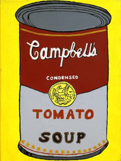 Acrylic on Canvas by James Chapple, Year 11, Bayview College Student artwork of a Campbell's soup can