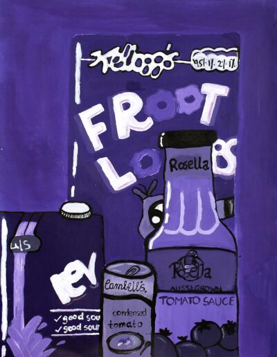 Acrylic on Paper by Sakshi, Year 8, Fintona Girls’ School Student artwork of groceries