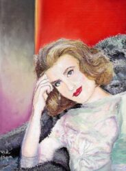 Student artwork of a portrait of Grace Kelly