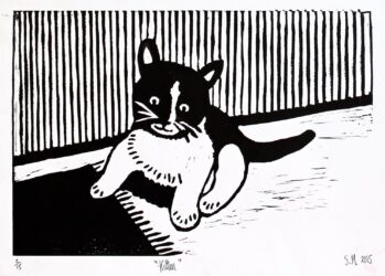 Student artwork of a cat