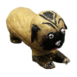 Student artwork of a ceramic pug