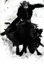 Student artwork of bull rider