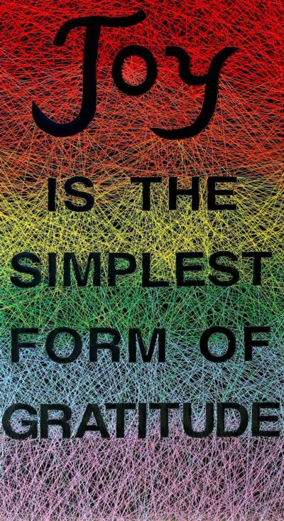 String and Nails on MDF by Carina Armstrong, Year 12, Huntingtower Student artwork of string and words of gratitude