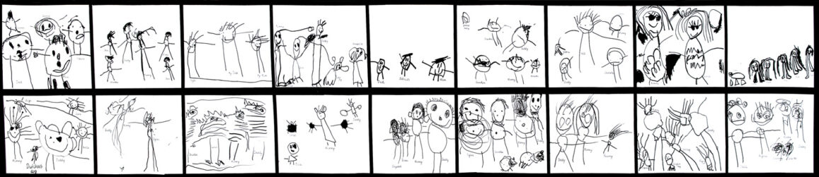 Fineliner on Paper, a group project by ELC students, Kilvington Grammar School Student artwork of stick drawings