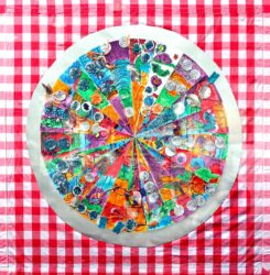 Mixed Media on Board, a group project by ELC students, Kilvington Grammar School Student artwork of a pizza