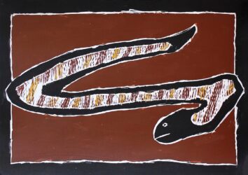 Acrylic Paint on Board by Cedric Janvier, Year 6, Kilvington Grammar School Student artwork of a snake