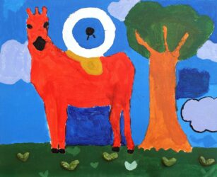 Acrylic on Paper by Daniel Strom, Year 8, Kilvington Grammar School Student artwork of a horse