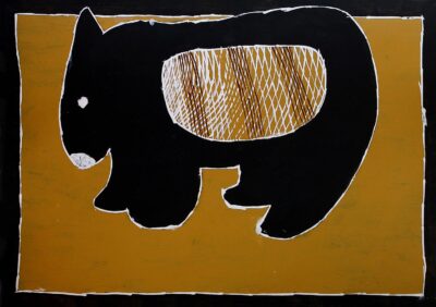 Hand Coloured Print on Paper by Sabrina Pietrosanto, Year 5, Kilvington Grammar School Student artwork of a wombat
