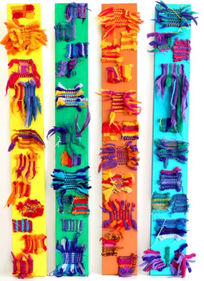 Woven Fibre on Canvas, a group project by Year 7 students, Mentone Grammar Student artwork of woven fibres