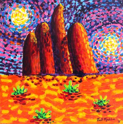 Acrylic on Canvas by Josh Madden, Year 7, Mentone Grammar Student artwork of Kata Tjuta