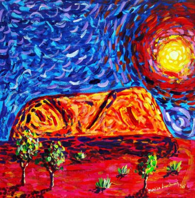 Acrylic on Canvas by Matilda Armstrong, Year 7, Mentone Grammar Student artwork of Uluru