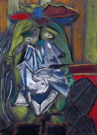 Oil Pastel on Paper by Tommy Tran, Year 8, Northside Christian College Student artwork of a cubist portrait