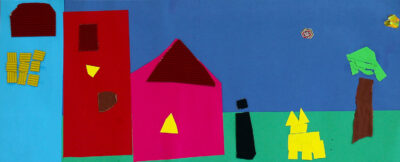 Collage on Paper by William Franck, Prep, Northside Christian College Student artwork of a streetscape