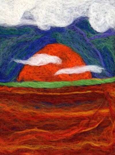 Dry Needle Felting by Eriayo Odetayo, Year 6, Northside Christian College Student artwork of a felt landscape