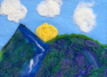 Dry Needle Felting by Luana Siqueira, Year 6, Northside Christian College Student artwork of a felt mountain scape