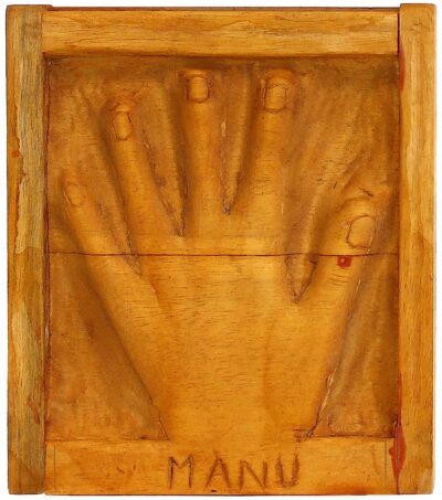 Carved Wood by Aksel Van Gastel-Peck, Class 6, Sophia Mundi Steiner School Student artwork of a hand