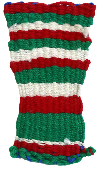 Wool by Harvey Campbell, Class 1, Sophia Mundi Steiner School Student artwork of red and green weaving