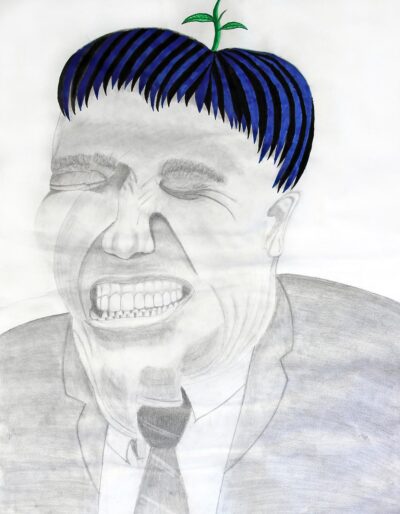 Pencil and Marker on Paper by Lochlan McDonald, Year 10, The Knox School Student artwork of a portrait of a man