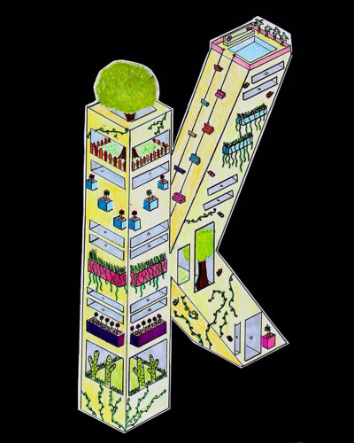 Coloured Pencil and Ink on Paper by Kysha Ansons, Year 10, The Knox School Student artwork of the letter k