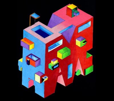 Coloured Pencil and Ink on Paper by Alexandra Woodrow, Year 10, The Knox School Student artwork of the letter m