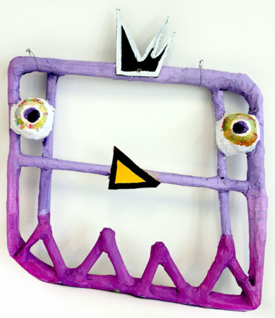 Papier Mache and Acrylic Paint, a group project by Year 7 students, The Knox School Student artwork of a rhombus