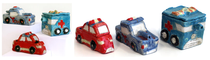 Glazed Ceramic by Tyson Martin, Year 10, Trinity Lutheran College Student artwork of ceramic car tea set