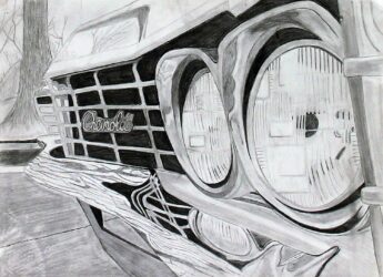 Pencil on Paper by Emma-Lee Coff, Year 10, Trinity Lutheran College Student artwork of a car
