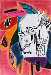 Mixed Media on Papier Mache by Lydia Iudica, Year 10, Trinity Lutheran College Student artwork of an abstract portrait