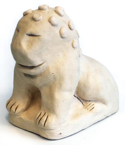 Unglazed Ceramic by Samuel Xie, Year 10, Trinity Lutheran College Student artwork of a ceramic lion