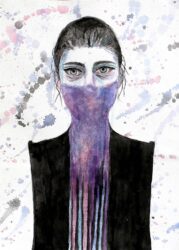 Ink on Paper by Tess Young, Year 10, Trinity Lutheran College Student artwork of a portrait of a woman