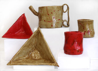 Glazed Ceramic by Ben Treloar, Year 9, Trinity Lutheran College Student artwork of a ceramic tea set