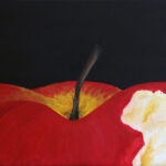 Student artwork of an apple with a bite taken out