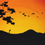 Acrylic on canvas, Naomi Cantwell, Year 11, Chair Christian School Student artwork of a sunset landscape