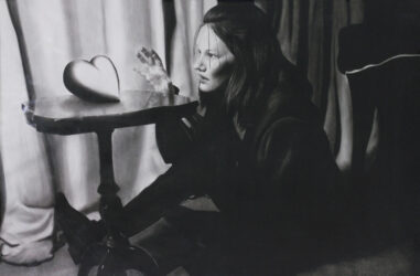 Charcoal on paper by Madeline Saunders, Year 12, St Leonard’s College Student artwork of a girl reaching for a heart