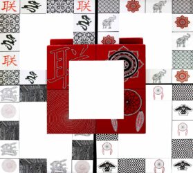 Mixed media, mirror and plywood by Tiarna Shiels, Year 12, Casey Grammar School Student artwork of a mirror frame