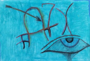 Pastel on paper by Alexander Hines, Year 8, Caulfield Grammar School Student artwork of symbols