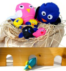 Felted animal installation, a group project by Year 7 students from Flinders Christian Community College Student artwork of birds