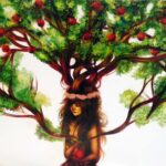 Student artwork of an apple tree spirit