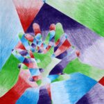 Coloured pencil on paper by Jack Kelty, Year 8, Belgrave Heights Christian School Student artwork of colourful hands