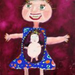 Oil on canvas by Charlee Jakins, Year 1, Balcombe Grammar School Student artwork of a pregnant woman