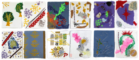 Mixed media on hand-made paper, by the Leading Learning That Matters Principals from ISV Member Schools and ISV Representatives: ISV Chief Executive Michelle Green, Andrew Callow, Jane Danvers, Stuart Davis, Linda Douglas, Debbie Dunwoody, Michael Kleidon, Matthew Maruff, Glen McKeeman, Lisa Moloney, Mark Torriero, Jonathan Walter, Kate Anderson, Michele Bernshaw Student artwork of a paper making project