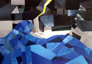 Collage on paper by Jaius Rhyon, Year 8, Macedon Grammar School Student artwork of a collage