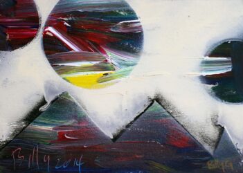 Acrylic on canvas board by Billy Griffiths, Year 2, Macedon Grammar School Student artwork of planets and stars