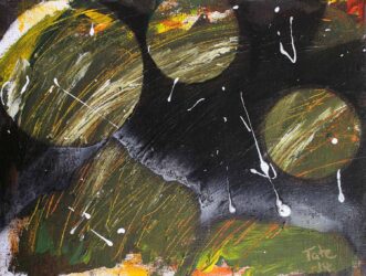 Acrylic on canvas board by Tate Dettman, Year 2, Macedon Grammar School Student artwork of planets and stars