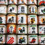 Student artwork of sake barrels